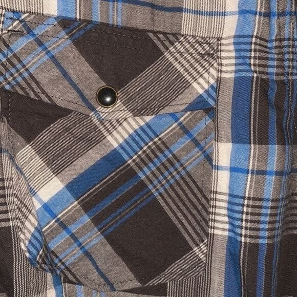 Wrangler Mens Plaid Long Sleeve Button-Down Shirt Large Blue/Gray - Picture 5 of 7